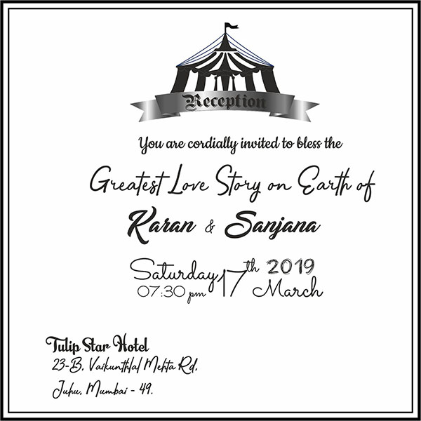 Wedding invitation card Jumbo Reception - Parekh Cards